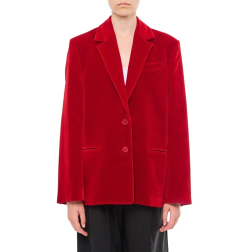 J.W.Anderson Blazer Single Breasted Cotton Velvet Jacket Red