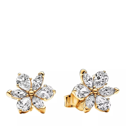 Pandora Herbarium cluster 14k gold-plated stud earrings wi Clear Ring