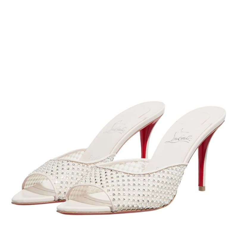 Christian Louboutin Mules Apostropha Mule Mesh Strass Leche