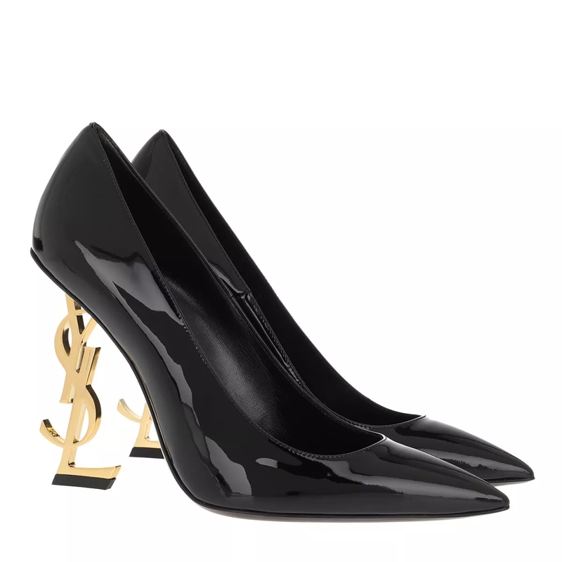 Saint Laurent Pumps Logo High Heel Pumps Leather Black(Image 2)