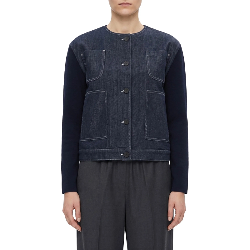 Fabiana Filippi Spijkerjasje Jacke aus Denim und Strick dunkelblau(Image 2)