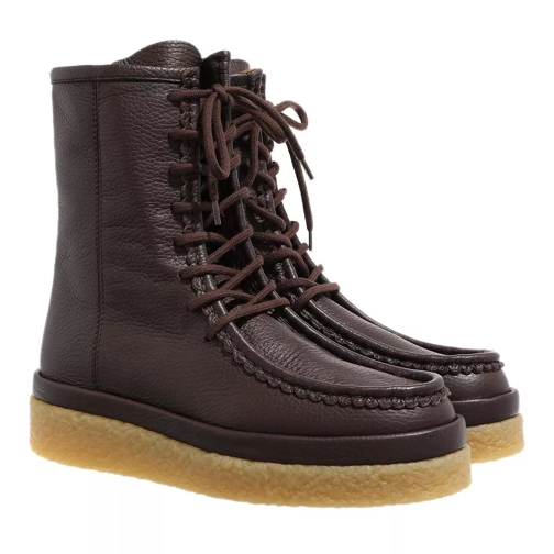 Chloé Leather Boots Dark Brown Stövlar med snörning