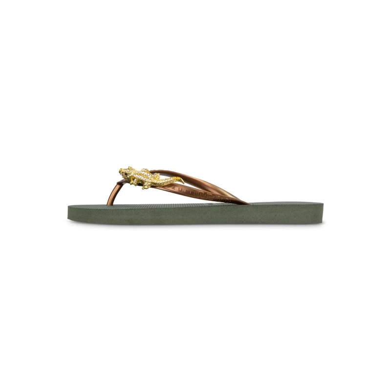 UZURII Flip Flops Zehentrenner Gold Crocodile Switch grün(Image 2)