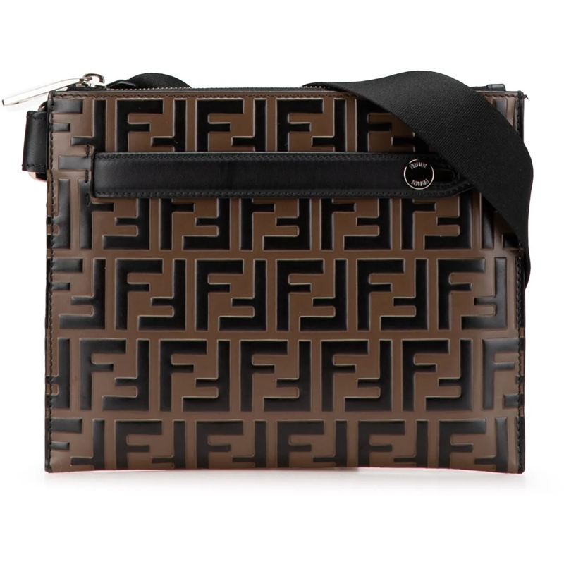 Fendi Sac à bandoulière FF Embossed Leather 1974 Crossbody braun