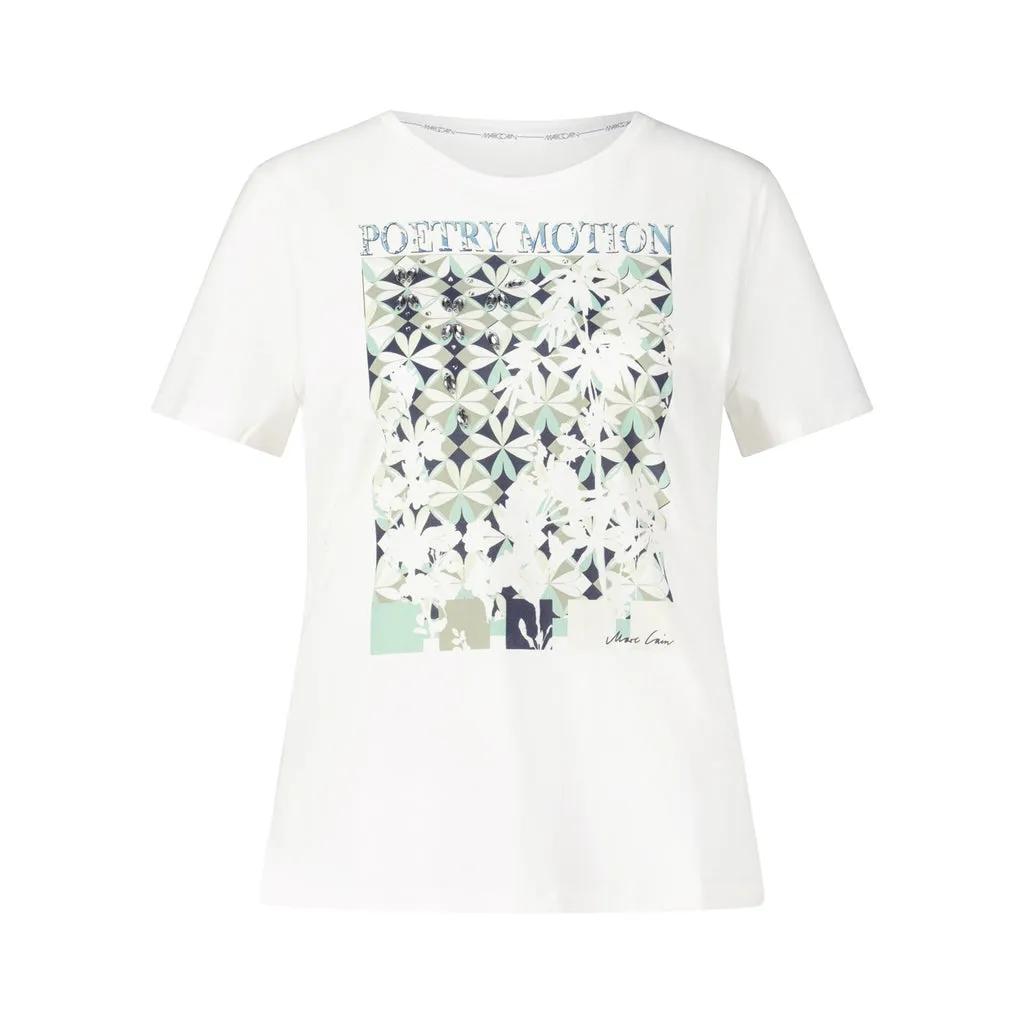 Thumbnail - Marc Cain - T-Shirt mit Print - Größe 34 - weiß