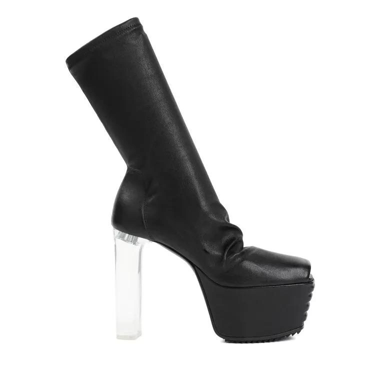 Rick Owens Stiefel - Black Lamb Leather Grill Stretch Peeptoe Boots - Gr. 40 (EU) - in Schwarz - für Damen