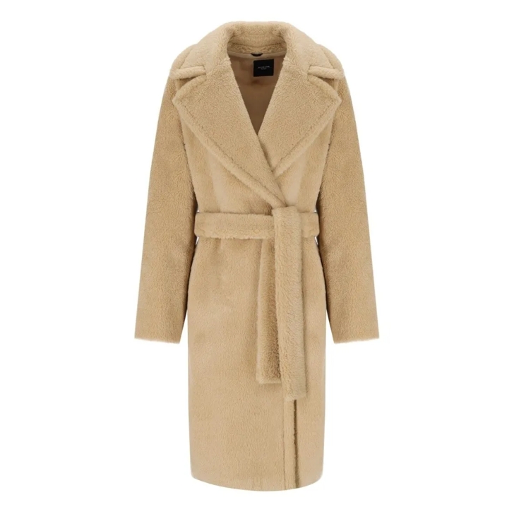 Max Mara Emmy Beige Belted Teddy Coat Brown
