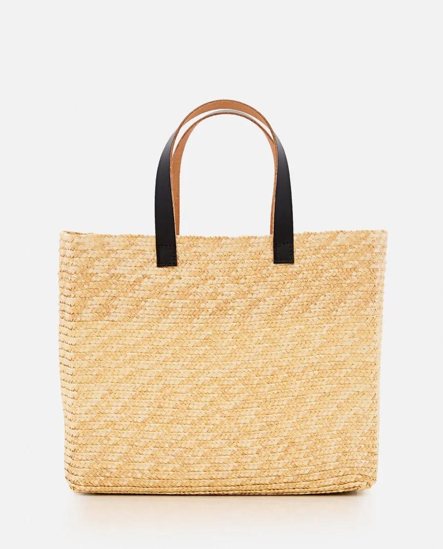 Plan C Shoppers & Totes Woven Raffia Shopper Bag in beige