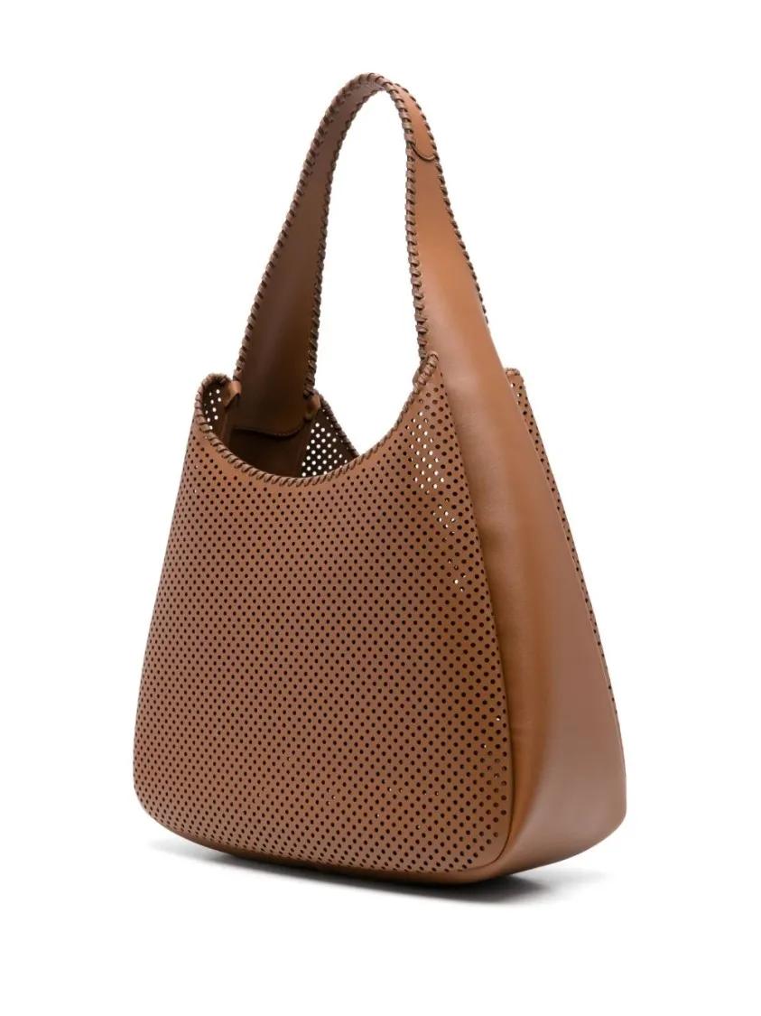 Stella Mccartney Hobo bags Camel Brown Shoulder Bag With Circular Logo in bruin