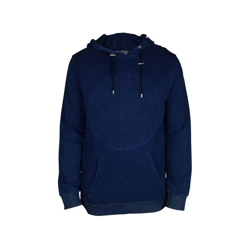 Balmain  Navy Blue Sweatshirt With Denim Effect Black