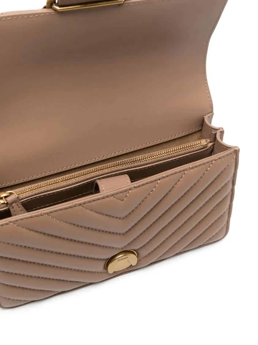 pinko Crossbody bags Chevron Quilted Handbag With Gold Emblem And Versa in bruin