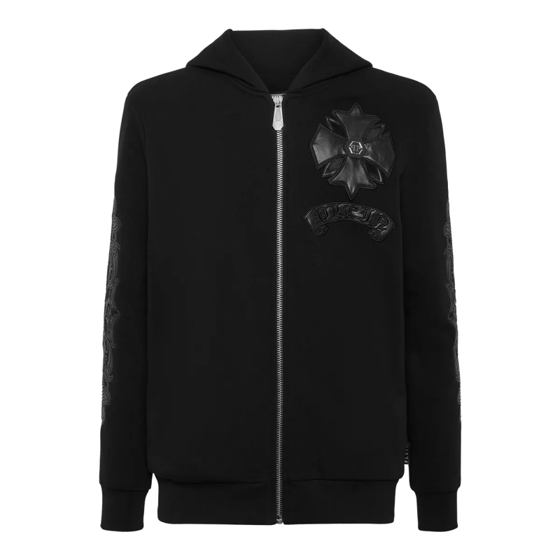Philipp Plein Top Hoodie Sweatjacket Chrome schwarz
