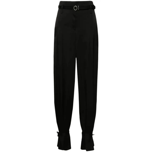 Jil Sander Black Belted-Ankles Pleated Pants Black 