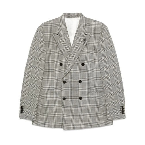 Lardini Overgangsjassen White/Black Puppytooth Wool Jacket White