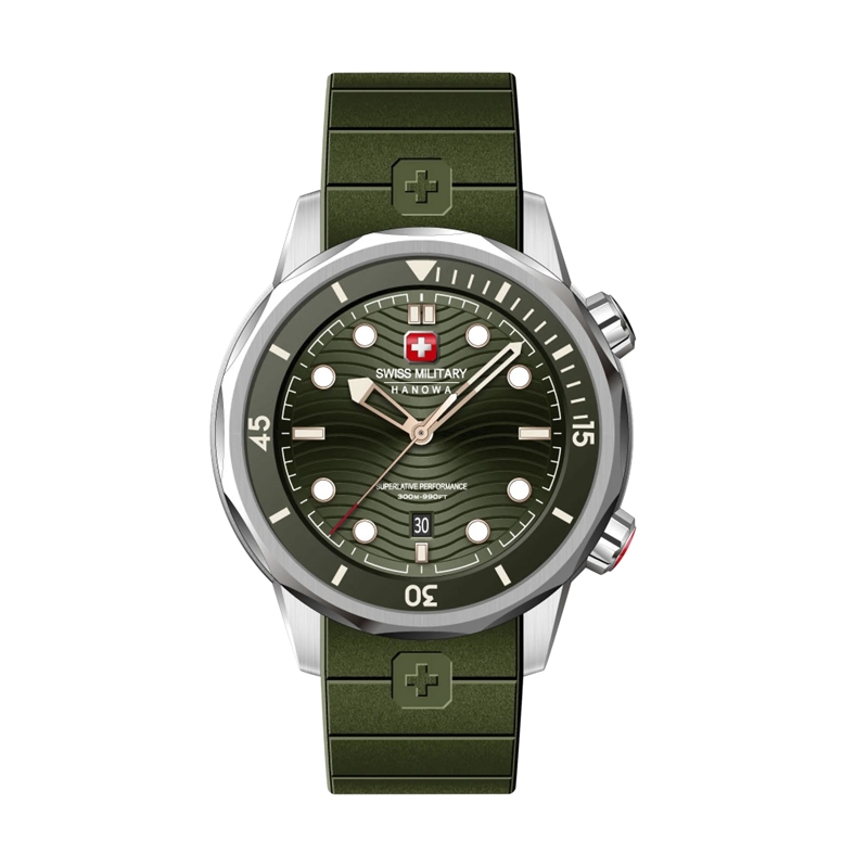 Swiss Military Hanowa Quarzuhr Quarzuhr Breakwater- 3 Zeiger Uhr- Wasserbestän grün