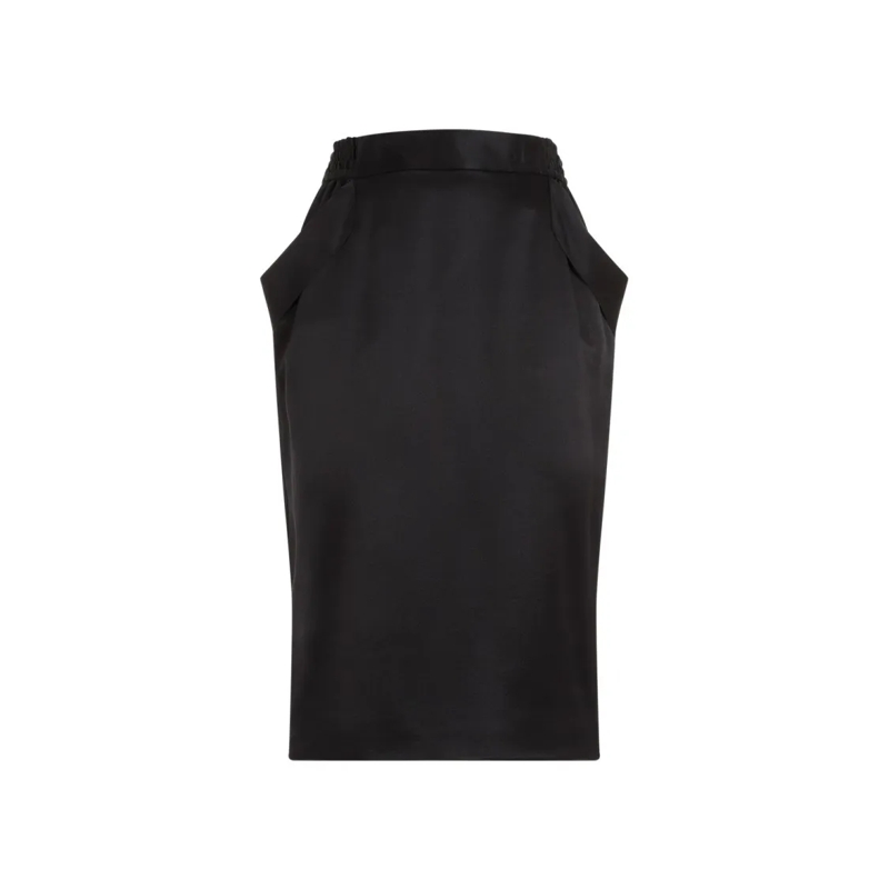 Saint Laurent Jupe midi Black Silk Midi Skirt Black