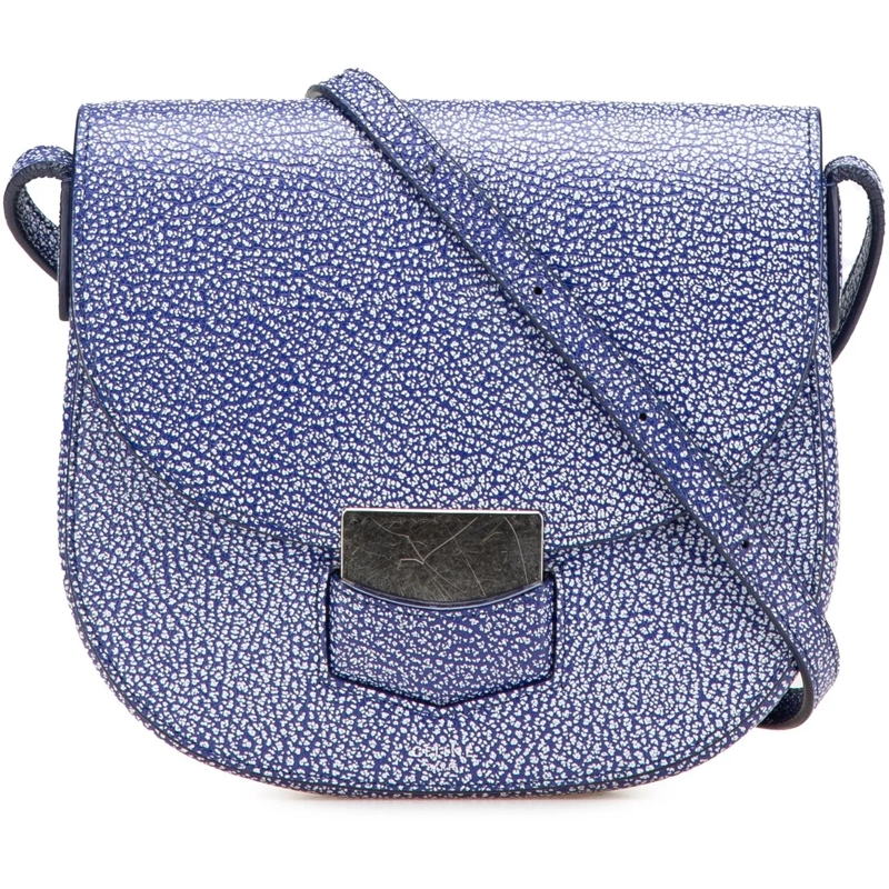 Celine Schultertasche Small Goatskin Trotteur Crossbody blau