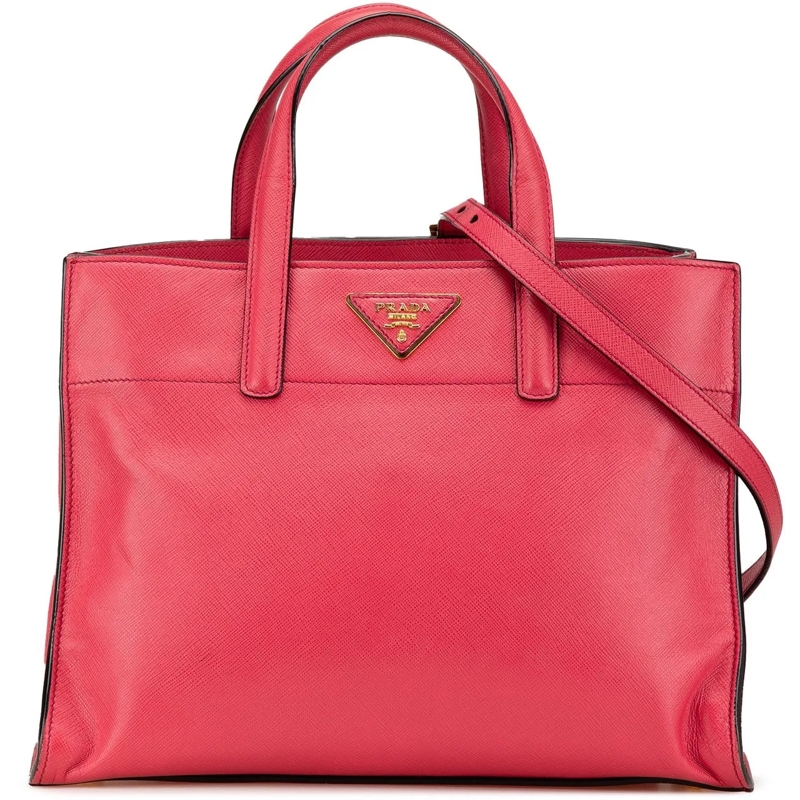 Prada Schultertasche Saffiano Soft Triple Pocket Tote rose