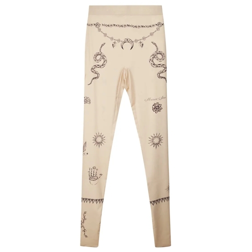 Marine Serre Leggings Tattoo Printed Jersey Leggings Brown