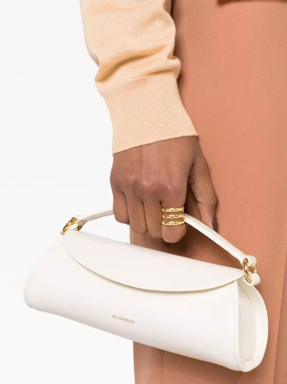 Jil Sander Shoppers White Cannolo Mini Bag in wit