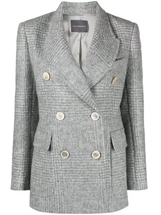 Lorena Antoniazzi - Checked Double-Breasted Blazer - Größe 46 - gray