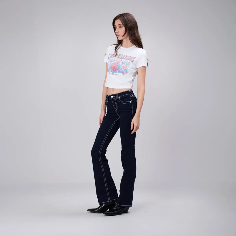 True Religion T-Shirt - Shirt- Figurbetonte Silhouette- Verkürzte Form weiss(Image 2)