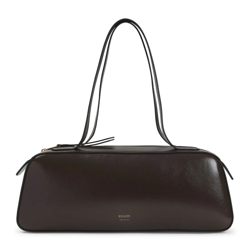 Khaite Schultertasche Rectangular Shoulder Bag In Rich Brown Calfskin Le Black