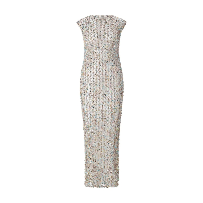 Sminfinity Maxikleid Langes Strickkleid mit Pailletten mehrfarbig