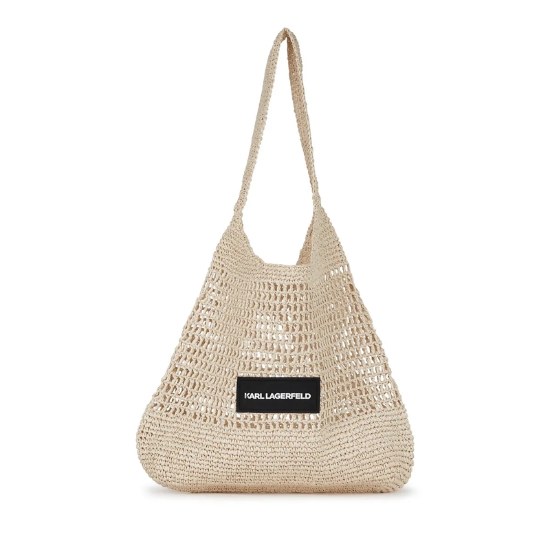 Karl Lagerfeld Shopper GEHÄKELTE STRANDTASCHE MIT LOGO beige
