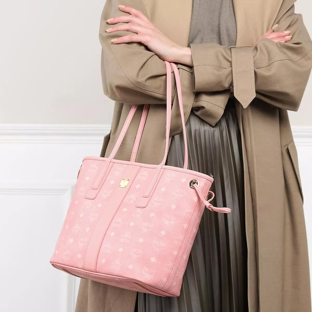 Mcm Medium Liz Reversible Shopper in Blossom Pink Visetos