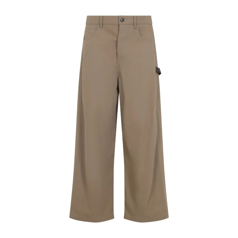Loewe Anzugshose Wide-Leg Trousers In Soft Cotton Blend With Subtle Brown