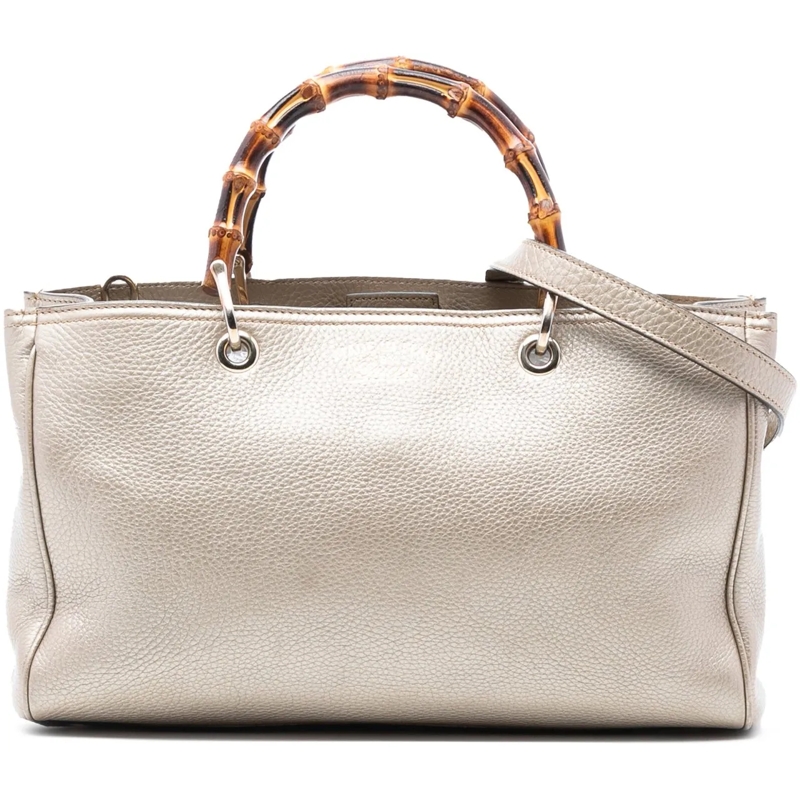 Gucci Schultertasche Medium Calfskin Bamboo Shopper Satchel gold
