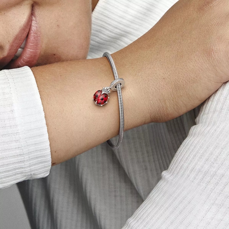 Pandora Ladybird sterling silver dangle with enamel Multicolor
