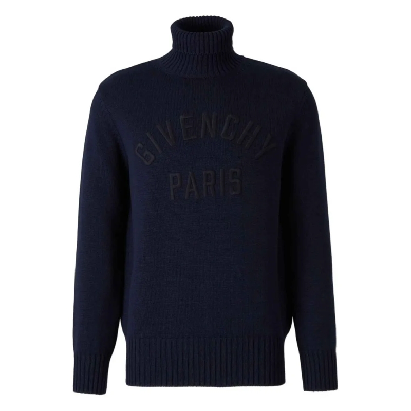 Givenchy Trui Dark Navy Blue Turtleneck Sweater Black