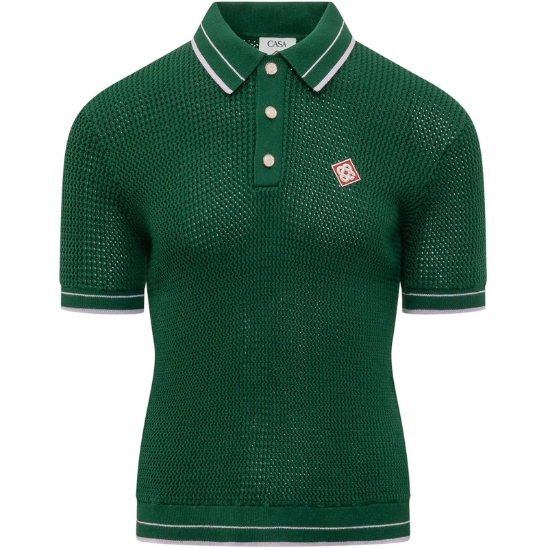 Casablanca  Polo Mini Crochet con Collo Mock grün