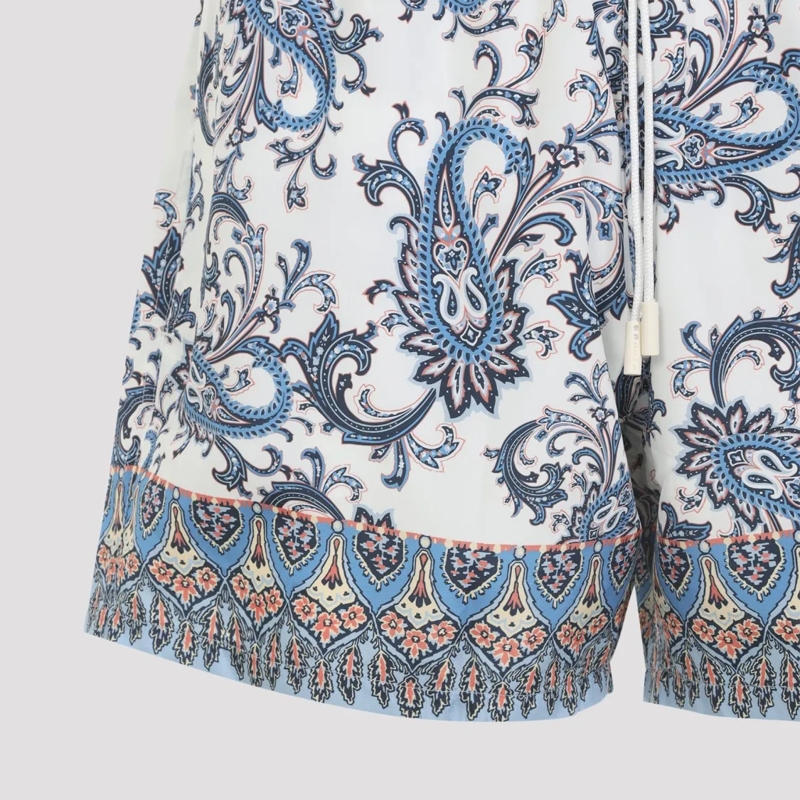 Etro  Intricately Paisley-Patterned Swim Shorts With Adj Blue