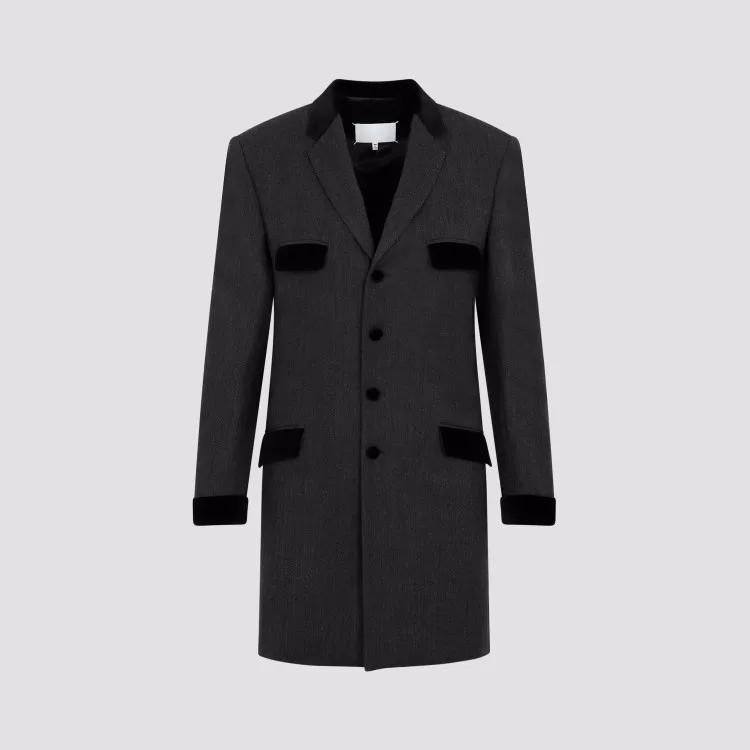 Maison Margiela Charcoal Gray Wool Long Jacket Grey Veste de transition
