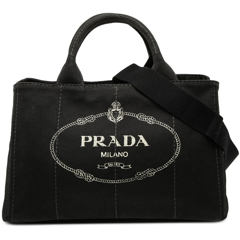 Prada Schultertasche Canvas Canapa Logo Satchel schwarz