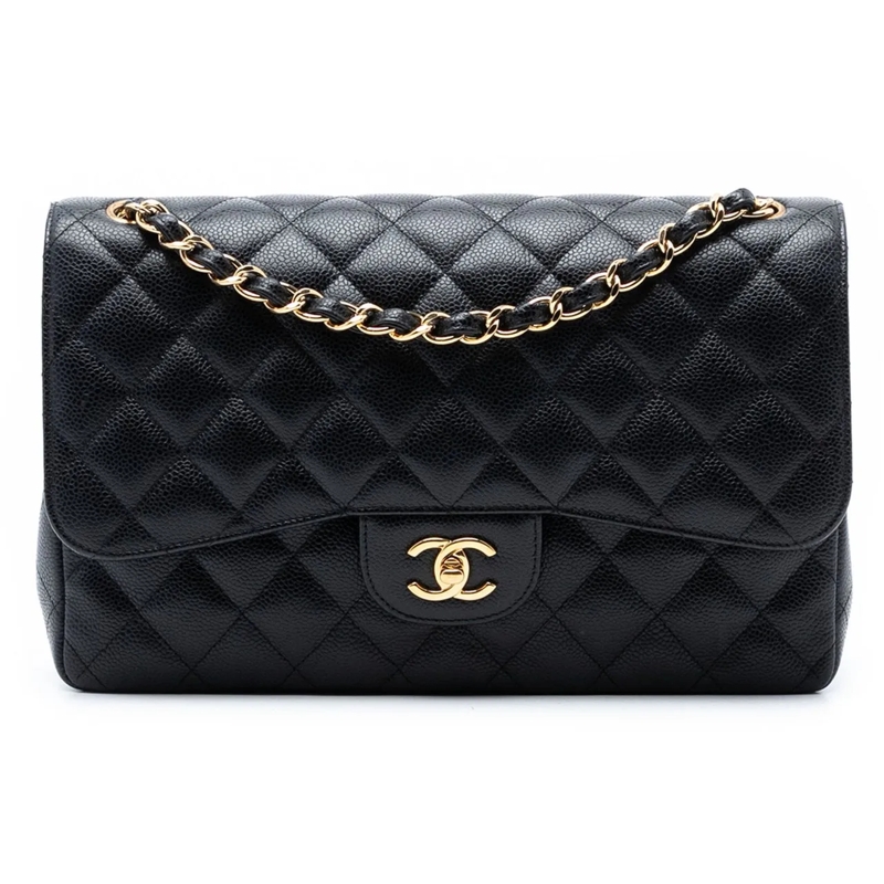 Chanel Schultertasche Jumbo Classic Caviar Double Flap schwarz