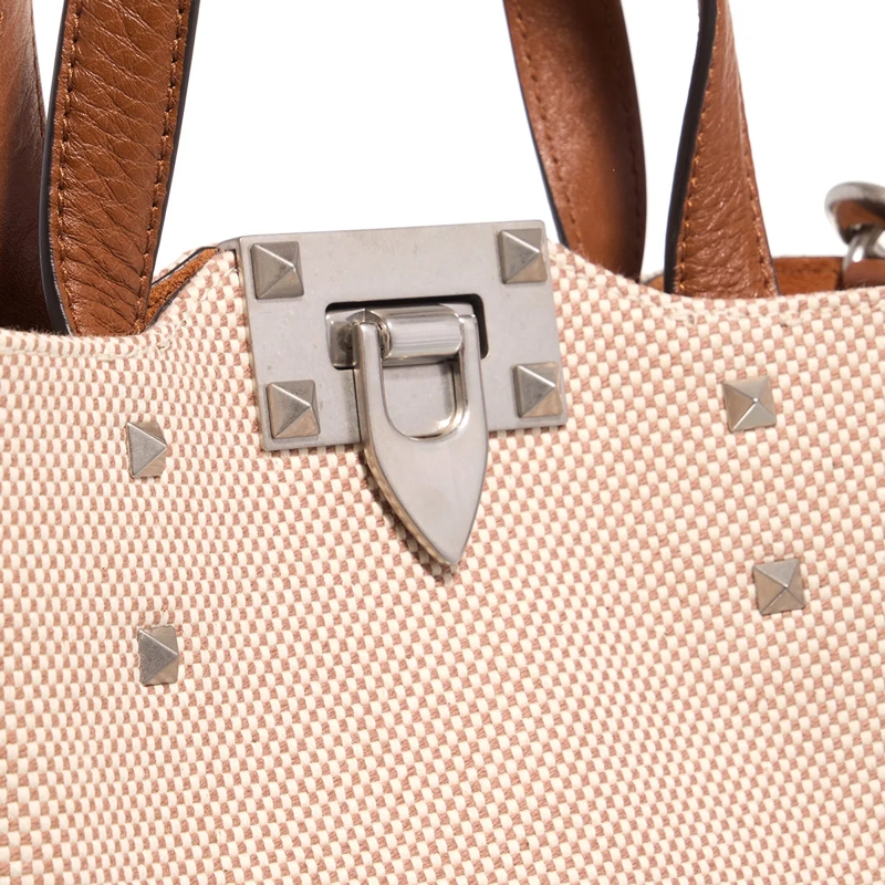 Valentino Garavani Tote Small Tote Bag Canvas Natural Tobacco(Image 5)