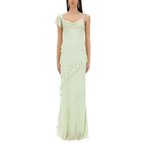 Self Portrait  Long Dress With Floral Appliqués Green
