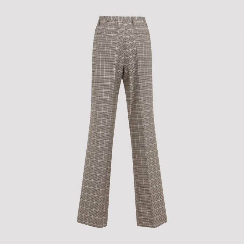 Dries Van Noten  Flared Trousers With Classic Check Pattern And Tai Grey