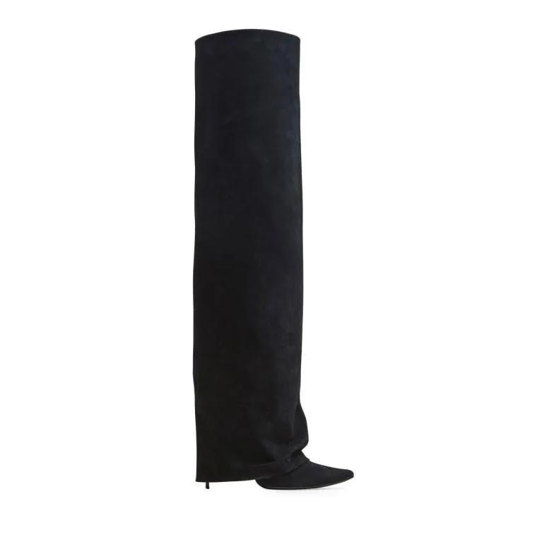 Thumbnail - Balmain Stiefel - Ariel Suede Knee-High Boots - Gr. 39 (EU) - in Schwarz - für Damen