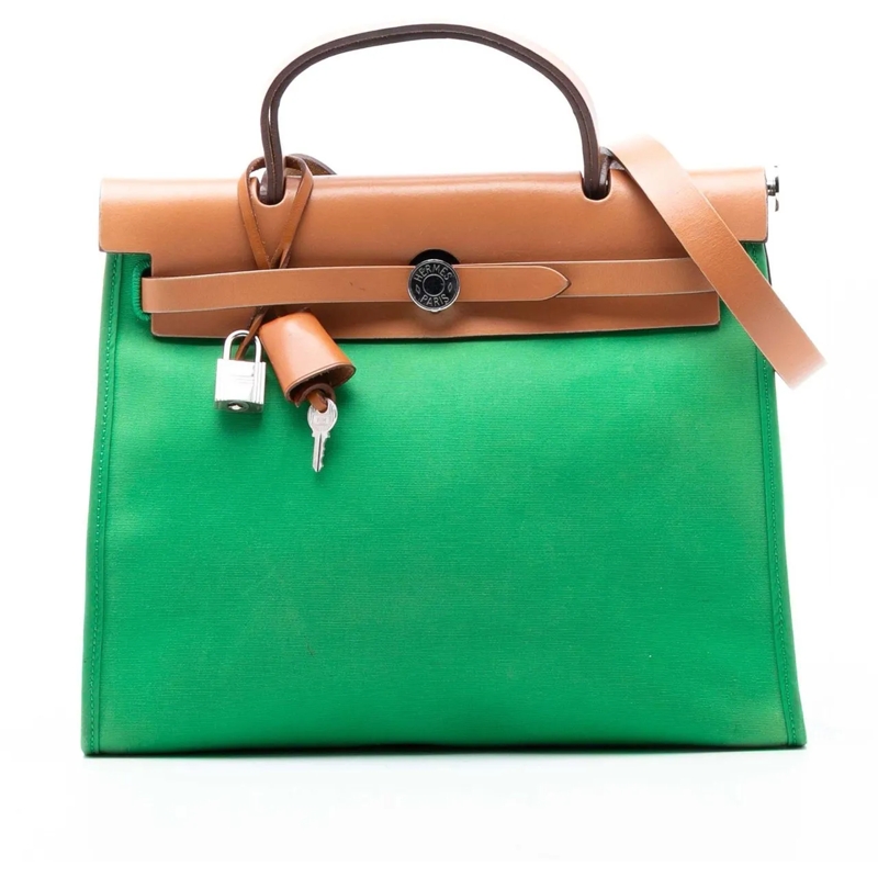 Hermès Schultertasche Toile Herbag Zip 31 grün