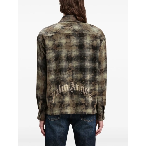 Palm Angels Chemises Shirt With Checked Print Grey (Image 5)