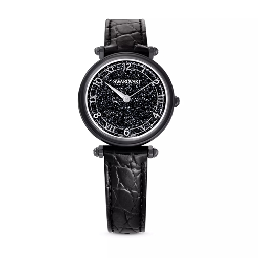 Swarovski Crystalline Wonder watch, Swiss Made,  Leather strap, Black Orologio al quarzo
