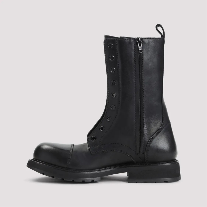 Balenciaga Laarzen Premium Leather Ankle Boots With Rounded Toe Black