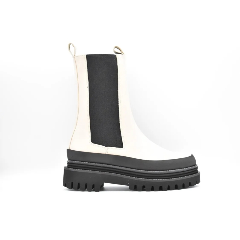 Paloma Barceló Bottes Platform Flat Shoes With Contrasting Elastic Panel Grey