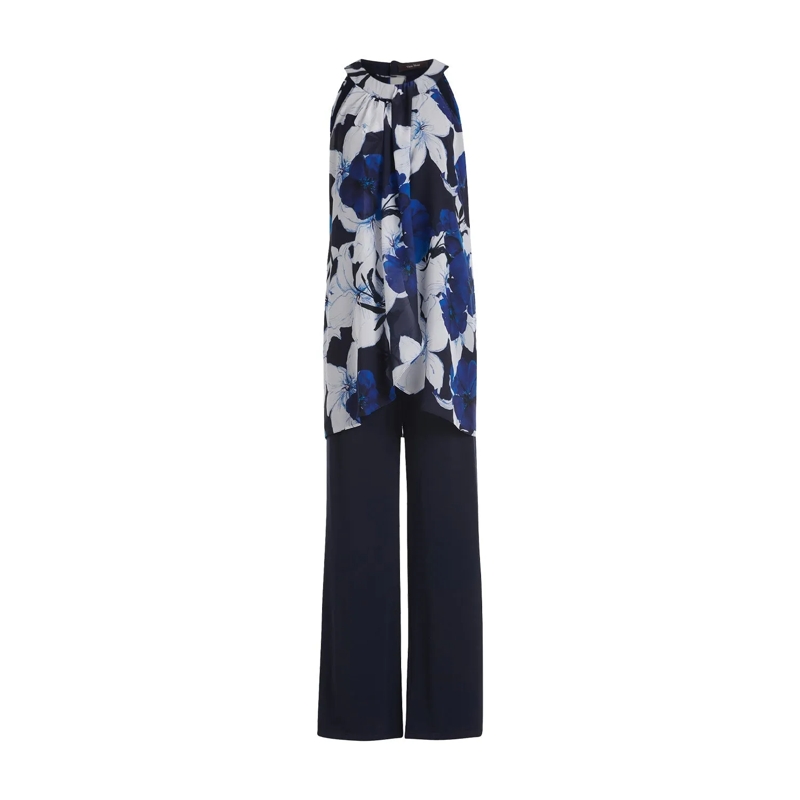 Vera Mont  Jumpsuit mit Blumenprint Dunkelblau
