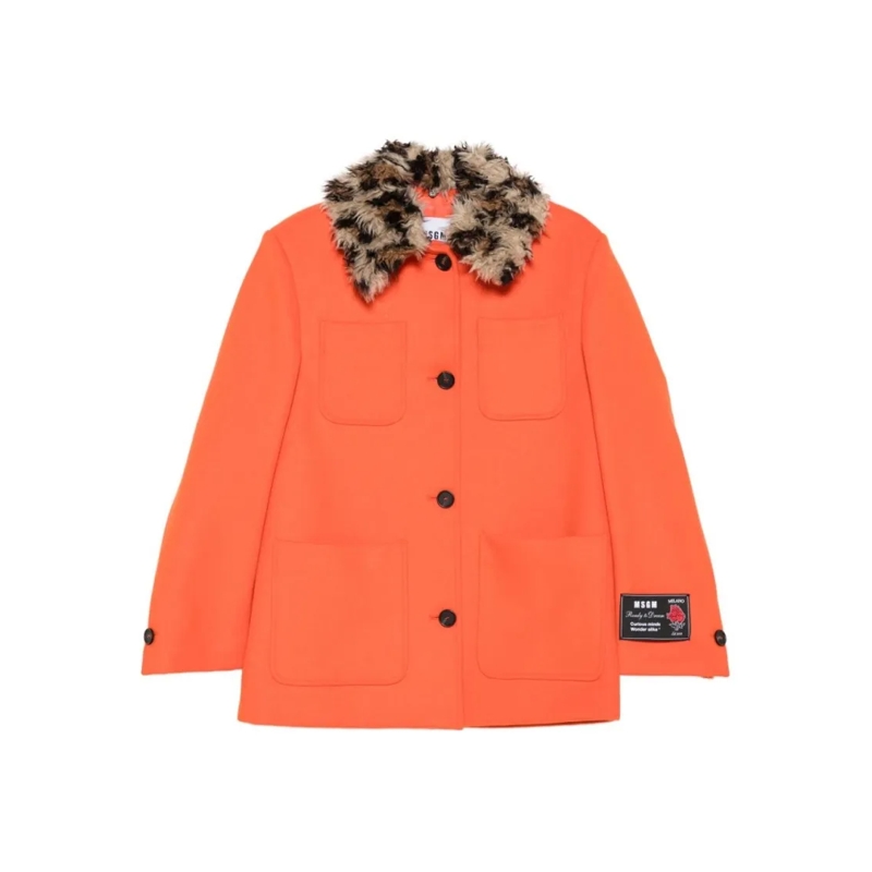 MSGM Overgangsjas Bright Orange Wool Blend Outerwear Orange